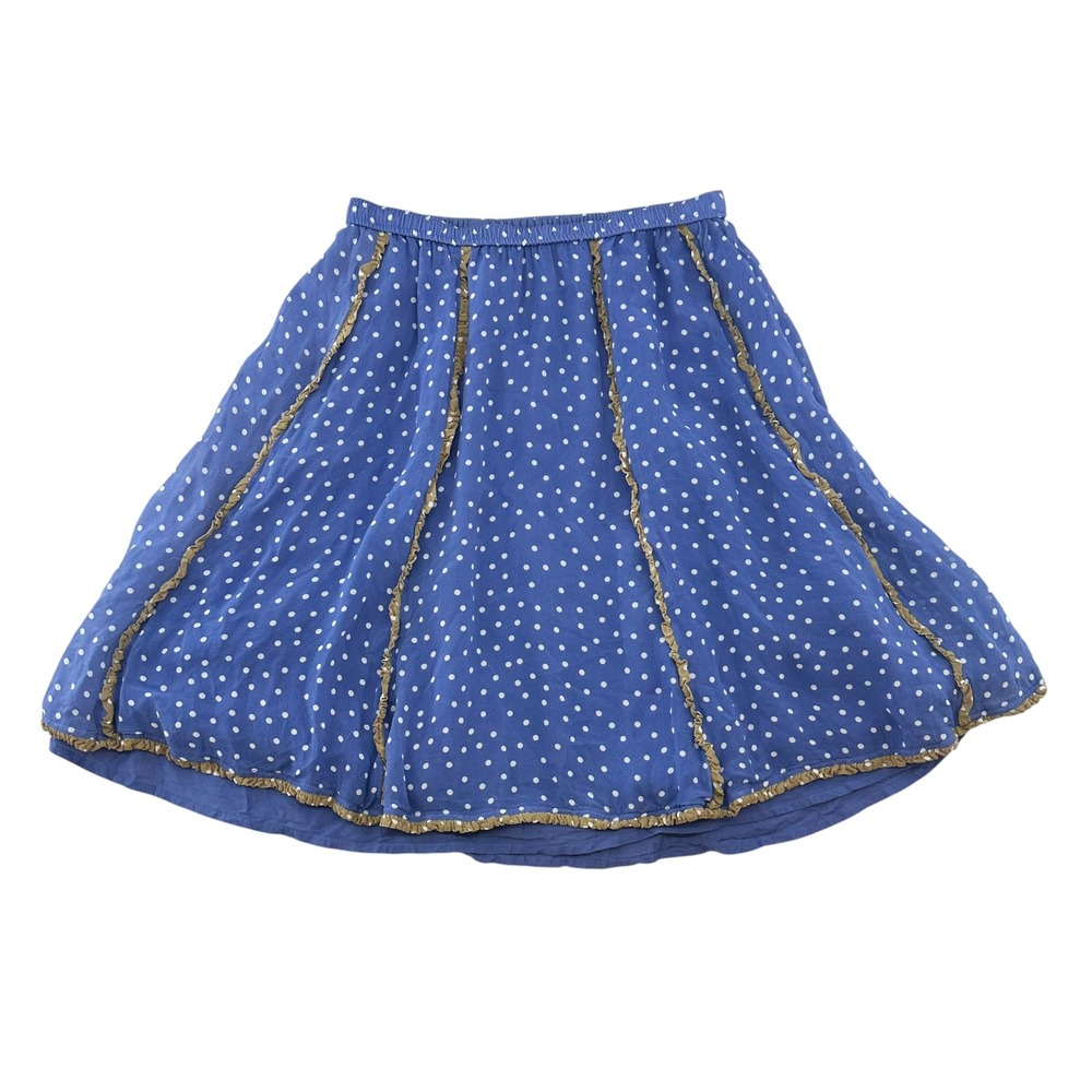 MAEVE ANTHROPOLOGIE Polkadot Mini Skirt • XS • blue white • boho cottage